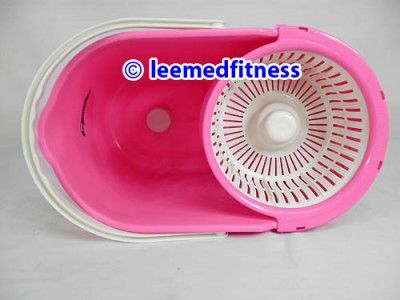 LY EM003P Magic Spin Mop with Plastic Bucket 2 Heads Rotate 360 