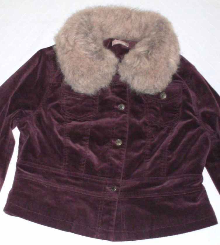 Jacket Coat Gadzooks Burgundy M Medium FauxFur Corduroy  