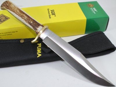   German SGB Bowie Genuine Staghorn Skinning German Blade Hunting Knife