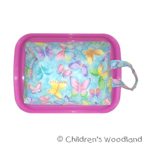 ART TRAVEL LAP DESK BUTTERFLY KID PLASTIC TRAY~COLORING~GIRL 