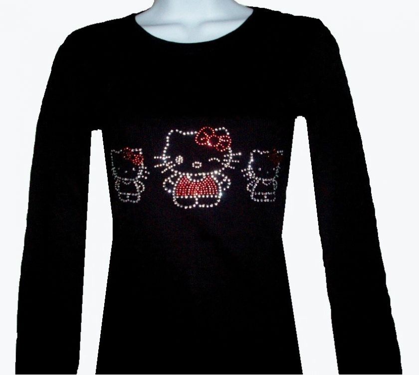 RHINESTONE(HELLO KITTY FAMILLY) LONG SLEEVE T SHIRT, SIZE S,M,L,XL 