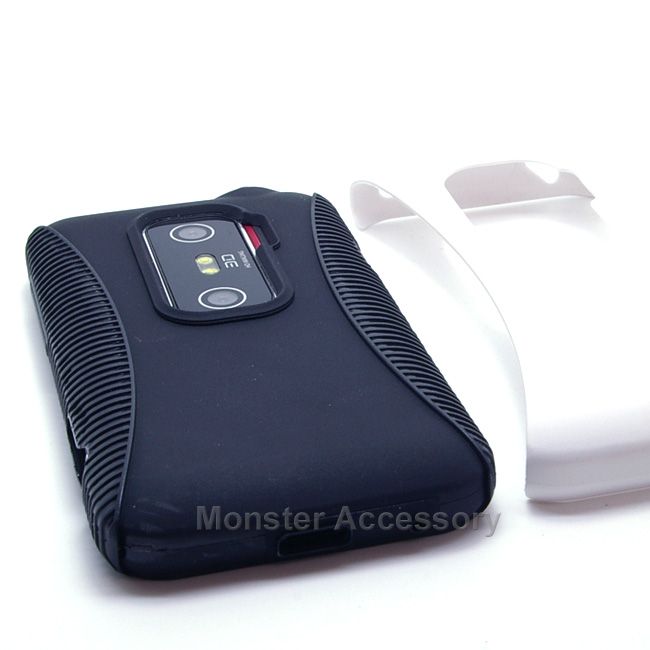 The HTC Evo 3D White Dual Flex Hard Case Gel Cover provides double 