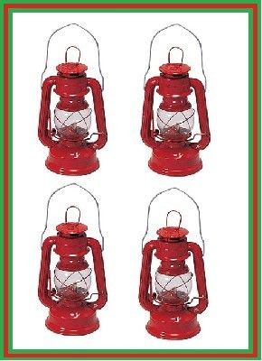 Four   8 Stansport Kerosene Hurricane Lanterns, Red