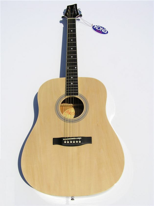 NEW KONA PRO QUALITY NATURAL FINISH FULL SIZE 6 STRING ACOUSTIC GUITAR 