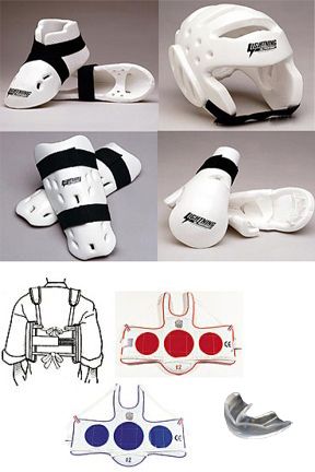 Piece ProForce Lightning Karate Tae Kwon Do Sparring Gear Pads Set 