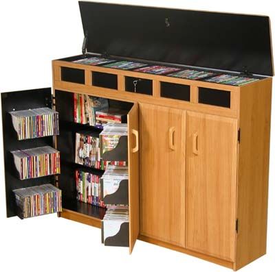 Locking CD DVD Storage Cabinet Rack 448 DVD 843 CD  NEW  