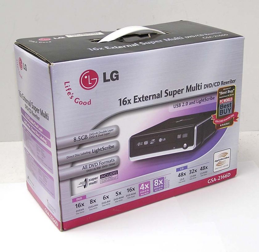 LG 16X External USB 2.0 Super Multi DVD±RW Burner w/ LightScribe GSA 