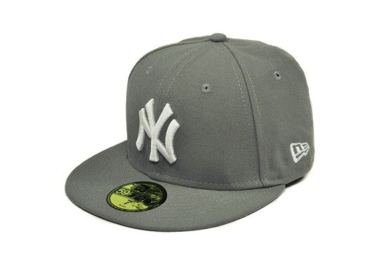 NEW ERA 59FIFTY NEW YORK YANKEES MLB BASIC HAT MEN GREY WHITE CUSTOM 