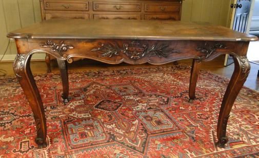   Dining Table~Desk~Richly Carved~Baskets~Solid Cherry Wood~OLD  