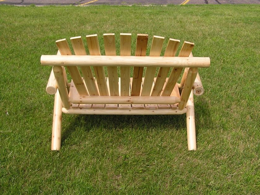 White Cedar 4 foot Log Love Seat Rustic Chair Natural  