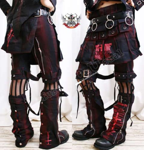 RUSTY IRON ROBOT Punk 5 POUCH Kilt+Shorts+Leg Warmer S  