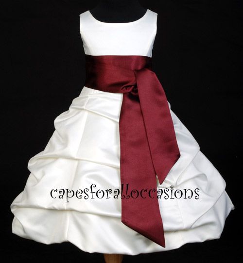 IVORY BURGUNDY RED FLOWER GIRL DRESS 4 6 8 10 12 14 16  