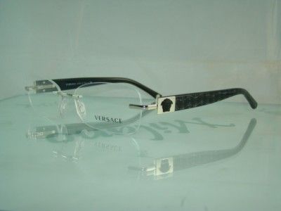   EXCLUSIVE RIMLESS VERSACE 1189 1000 BLACK EYEGLASSES FRAMES S 53