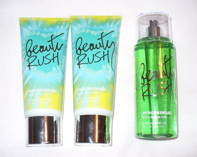 NEW VICTORIAS SECRET BEAUTY RUSH PUNCHADELIC LOTION X2 AND BODY SPRAY 