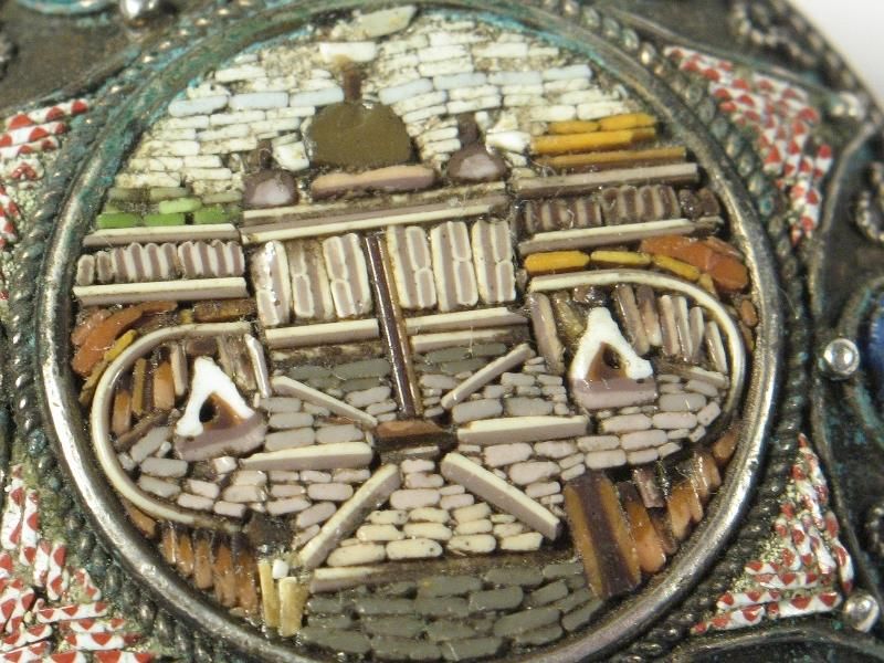 ANTIQUE SILVER MICROMOSAIC PIN ST PETERS SQUARE ROME  