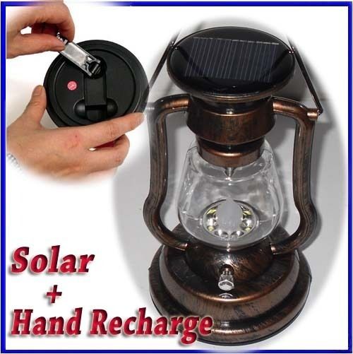 Solar Cell Panel Lantern+Handle Screw charger Camp Outdoor Light Lamp 