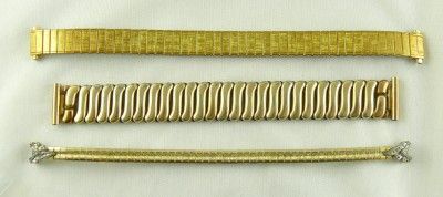 Vintage Lot of 3 Watch Bands. Kreisler, Speidel. Diamond, Gold Fill 