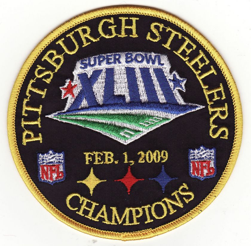   STEELERS SUPERBOWL 43 CHAMPIONS 4 Round Iron On Patch New  