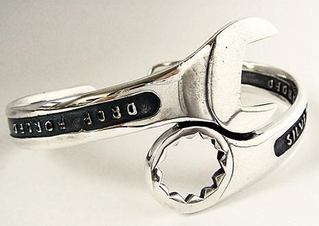 SPANNER WRENCH STERLING 925 SILVER MENS BANGLE BRACELET  