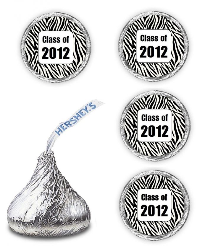 108 ZEBRA PRINT GRADUATION PARTY CLASS OF 2012 FAVORS KISSES CANDY 